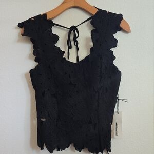 Black Floral Lace Blouse